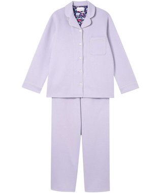 une nana cool 【綿混】ハイゲージダブルエアー 長袖開襟パジャマ MADE WITH LIBERTY FABRIC パープル
