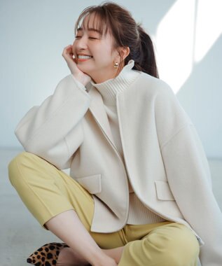 組曲 ウールカシミヤミックス ロールネック ニット パールホワイト系