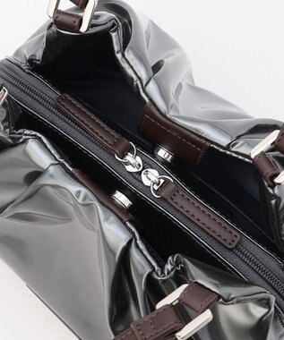 LA BAGAGERIE ソフトエナメル2WAYハンドバッグ Sサイズ ガンメタリック