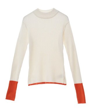 CRAFT STANDARD BOUTIQUE 洗える/とてもち配色モックネックリブニットプルオーバー/24AW Ivory