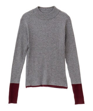 CRAFT STANDARD BOUTIQUE 洗える/とてもち配色モックネックリブニットプルオーバー/24AW Gray