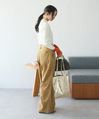CRAFT STANDARD BOUTIQUE 洗える/とてもち配色モックネックリブニットプルオーバー/24AW Ivory