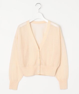 Feroux 【洗える】Vネックシアー カーデ ベージュ系