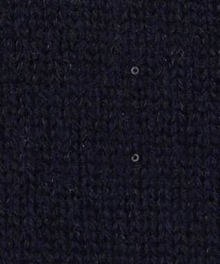 自由区 【洗える】ウールカシミヤブレンドラメスパンコールハイネック ニット ネイビー×ブラック