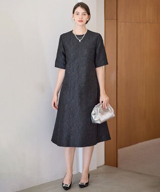 23区 【APPLAUDIR】フラワージャカード ドレス ブラック系