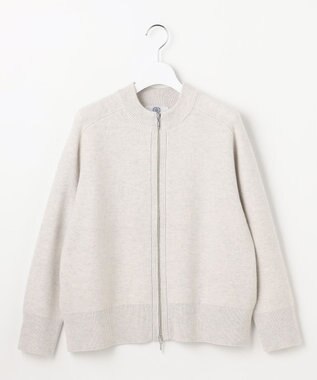 J.PRESS LADIES L CAT ジップアップ ブルゾン ニット ライトグレー系