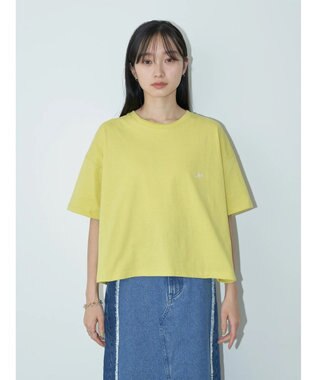 earth music&ecology Ｌｅｅ×ｅ．ｍ．ａ．ｅ　ＢＡＣＫ　ＰＲＩＮＴ　ＴＥＥ Lime Green