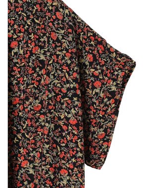 Green Parks アソート柄さらっとレーヨンブラウス Flower Black