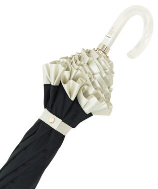 MOONBAT 【一級遮光/晴雨兼用】LANVIN en Bleu (ランバン オン ブルー)  折りたたみ日傘 シャイニーフリル 遮光 遮熱 UV ブラック