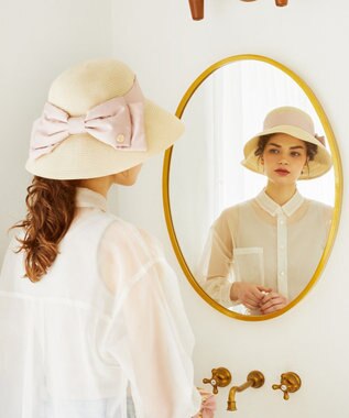Maison de FLEUR サテンビッグリボンハット Pink Beige