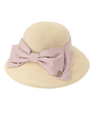 Maison de FLEUR サテンビッグリボンハット Pink Beige