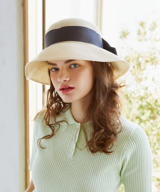 Maison de FLEUR サテンビッグリボンハット Black