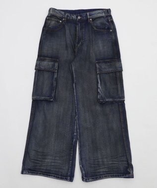 WEGO ローライズバギーフレアデニムカーゴパンツ デニム淡加工色
