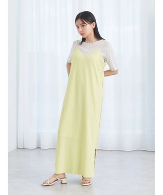 earth music&ecology ＳＥＴ２点配色キャミワンピース＋メローインナー Lemon Yellow
