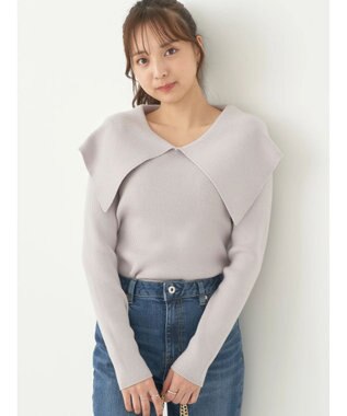 earth music&ecology ＢＩＧカラーニットプルオーバー Light Gray