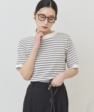 AMERICAN HOLIC ボーダーハーフスリーブニットプルオーバー