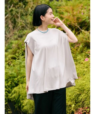 AMERICAN HOLIC 接触冷感フレンチスリーブカットチュニック Gray Beige