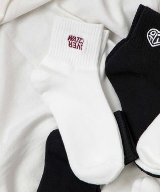 WEGO デザインロゴ刺繍アンクル底パイルソックス
