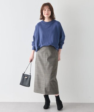 ANY L 【手洗い可/ウエストゴム/裏起毛】チェックボンディングタイトスカート グレンチェック