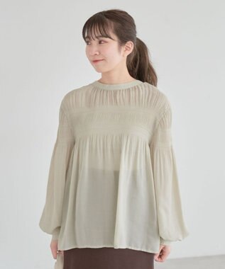 Green Parks マジョリカプリーツブラウス Green