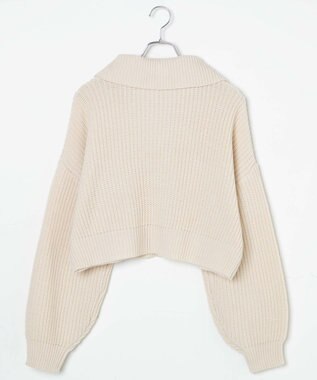 WEGO ハーフジップショートニットプルオーバー ホワイトアイボリー