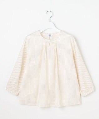 J.PRESS LADIES プロビスストライプ＆チェック カットソー エクリュストライプ系