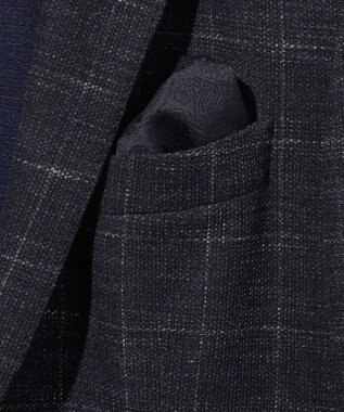 JOSEPH ABBOUD 【イタリア素材/軽量/ストレッチ】サマーツィードジャージーチェック プリント ジャケット ネイビー系4
