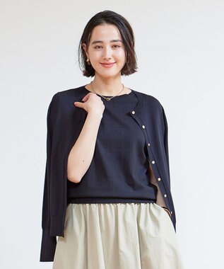 UNFILO L 【接触冷感/UVケア/抗菌防臭】スゴ機能 コンパクトニットT ブラック