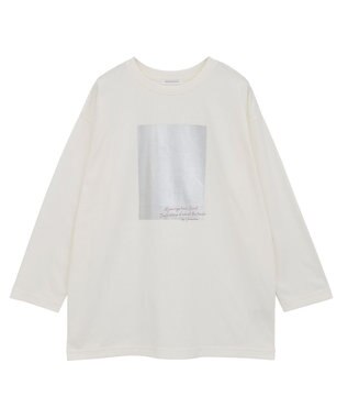 AMERICAN HOLIC ボックス箔プリントロングTシャツ Off White