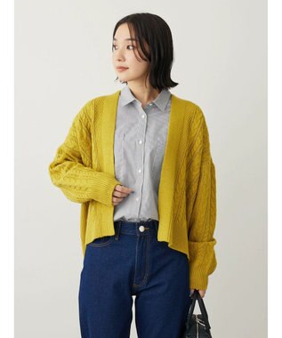 Green Parks 着流しケーブルカーディガン Yellow