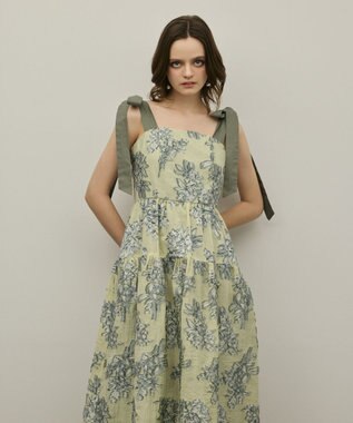 GRACE CONTINENTAL シアージャガードティアードワンピース イエロー