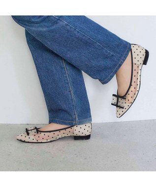 MODE ET JACOMO <carino>ドットチュールパンプス ベージュ