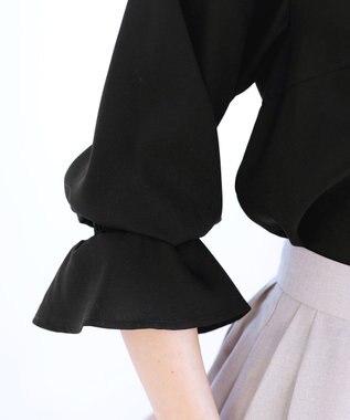 Tiaclasse 【洗える】フレアカラーブラウス ブラック