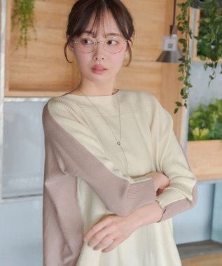 Tiaclasse 前後2wayバイカラーニットプルオーバー アイボリー