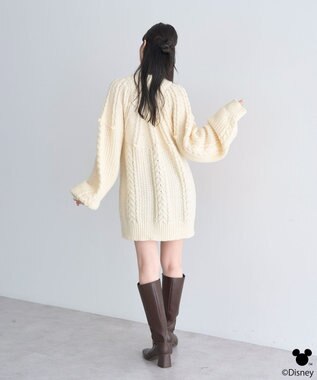 earth music&ecology 【予約】Disney/ポイントミッキーケーブルニット アイボリー