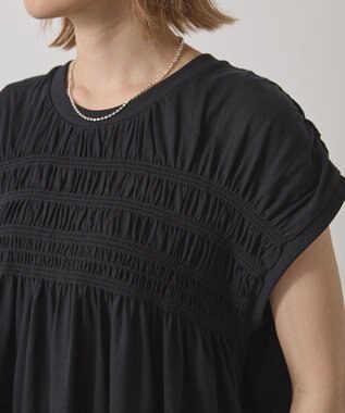 AMERICAN HOLIC シャーリング半袖フレアプルオーバー Black