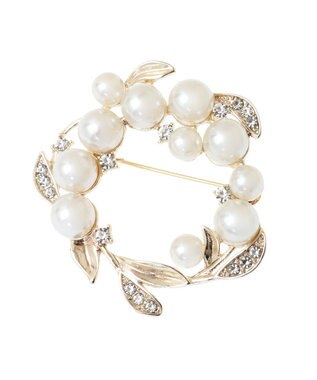 Green Parks ｅｖｅｒｙ　ｗａｌｋ．パールリーフブローチ Gold