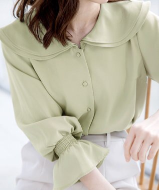 Tiaclasse 【洗える】フレアカラーブラウス ミント