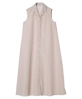 earth music&ecology ＳＥＴ２点シャーリングビスチェ×シャツワンピース Stripe Beige