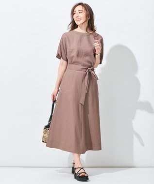 自由区 【接触冷感/セットアップ着用可】トリアセテートツイル フレアスカート ブラウン系