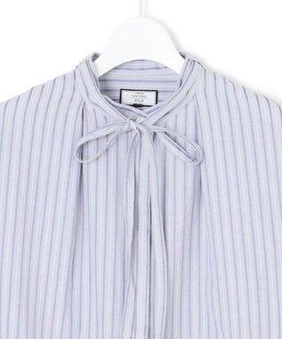 J.PRESS YORK STREET 【WOMEN】ワンウォッシュタイプライター リボンタイバンドカラー ブラウス サックスブルー系1