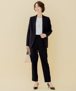 自由区 【XSサイズ～/洗える】ダブルフェイススーティング テーラードジャケット ネイビー系