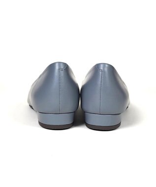 Dominic3 デザインバックル ローヒール レザーパンプス ブルーグレー