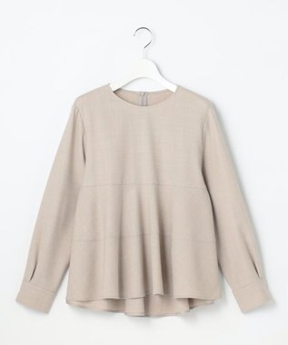 自由区 L 【SHIHOさん着用】ソフトウールブレンドペプラム ブラウス ベージュ