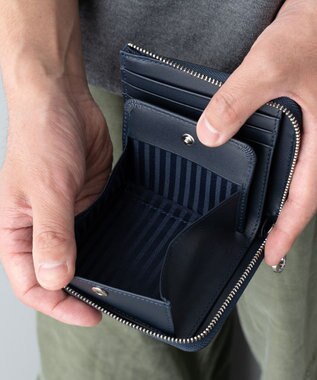 MIYABIYA La quoh with kirakaracho 南蛮七宝アルチザンレザー ミニL字ファスナー財布 瑠璃紺（ネイビー）