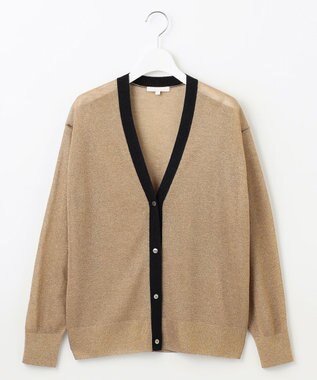 自由区 S 【アンサンブル対応・洗える】ラメシアー カーディガン ブロンズ×ブラック