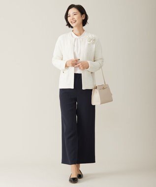 J.PRESS LADIES L 【洗える】ヌーディスバックサテン スタンドカラー ブラウス アイボリー系