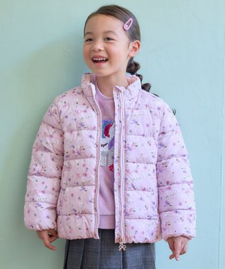 ANY KIDS 【洗濯機OK】中綿 ガーリー コート ピンク×花柄