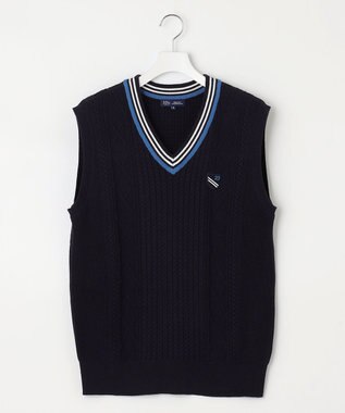 23区GOLF 【MEN】【キングサイズ】コットンブレンド ニットベスト ネイビー系