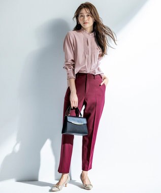 ANY SIS ビューティサーモ2WAYストレッチ テーパードパンツ ボルドー